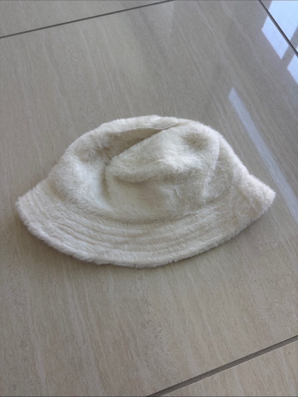 ASOS Plush Ivory Fuzzy Bucket Hat